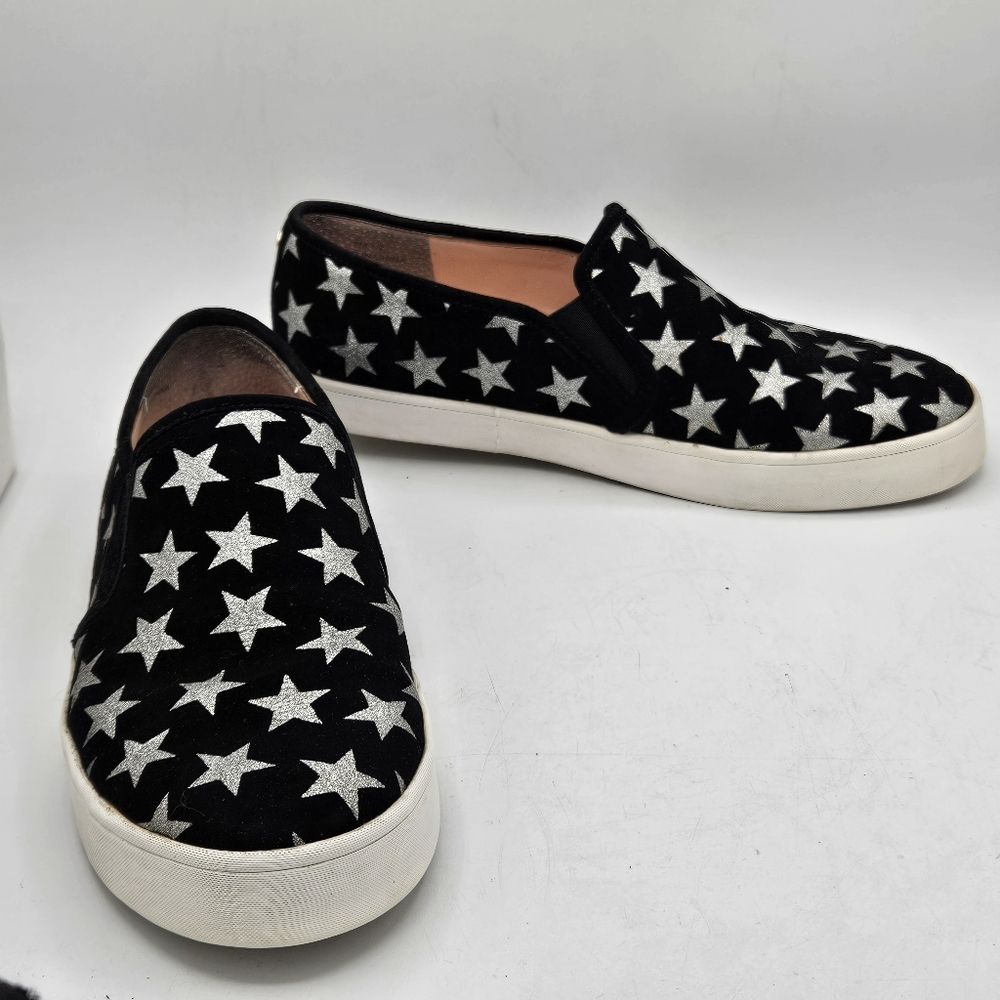 Kate Spade liberty black with silver stars slipon shoes 7.5